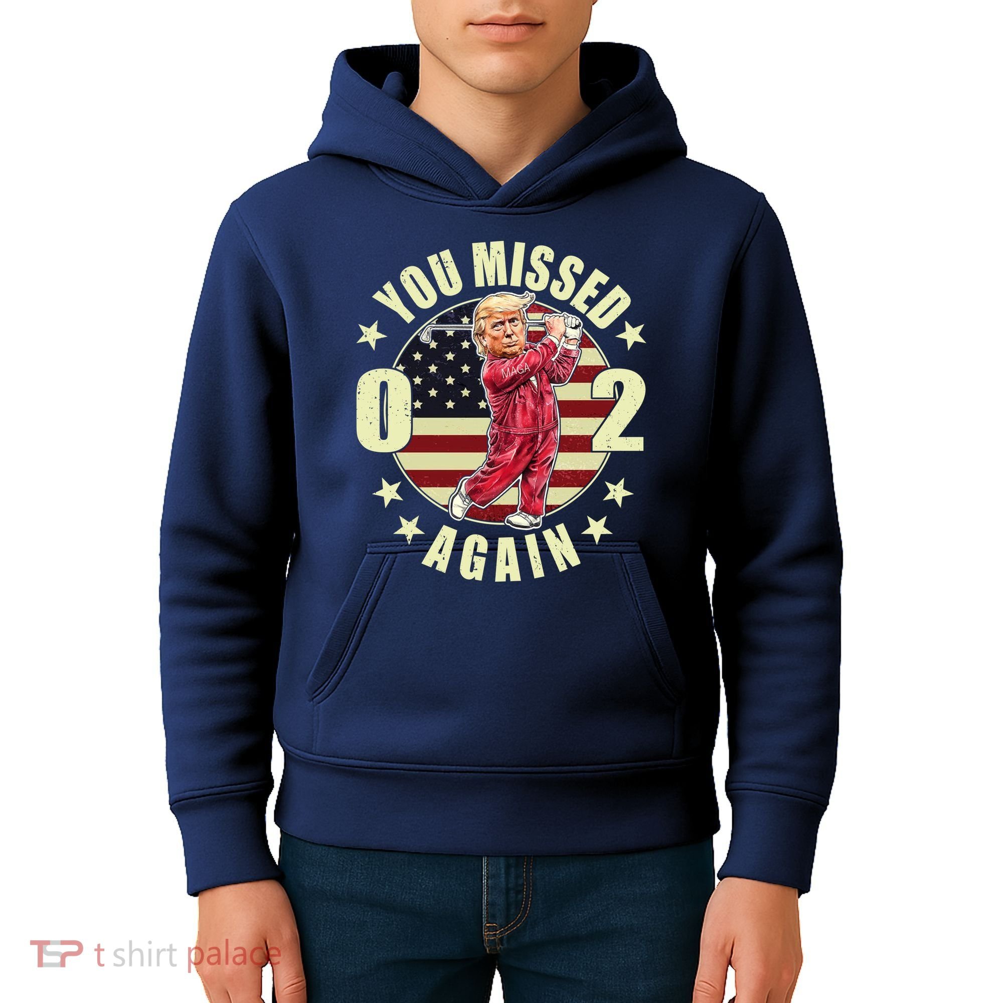 Missed Me Again Donald Trump Golfing Kids Hoodie