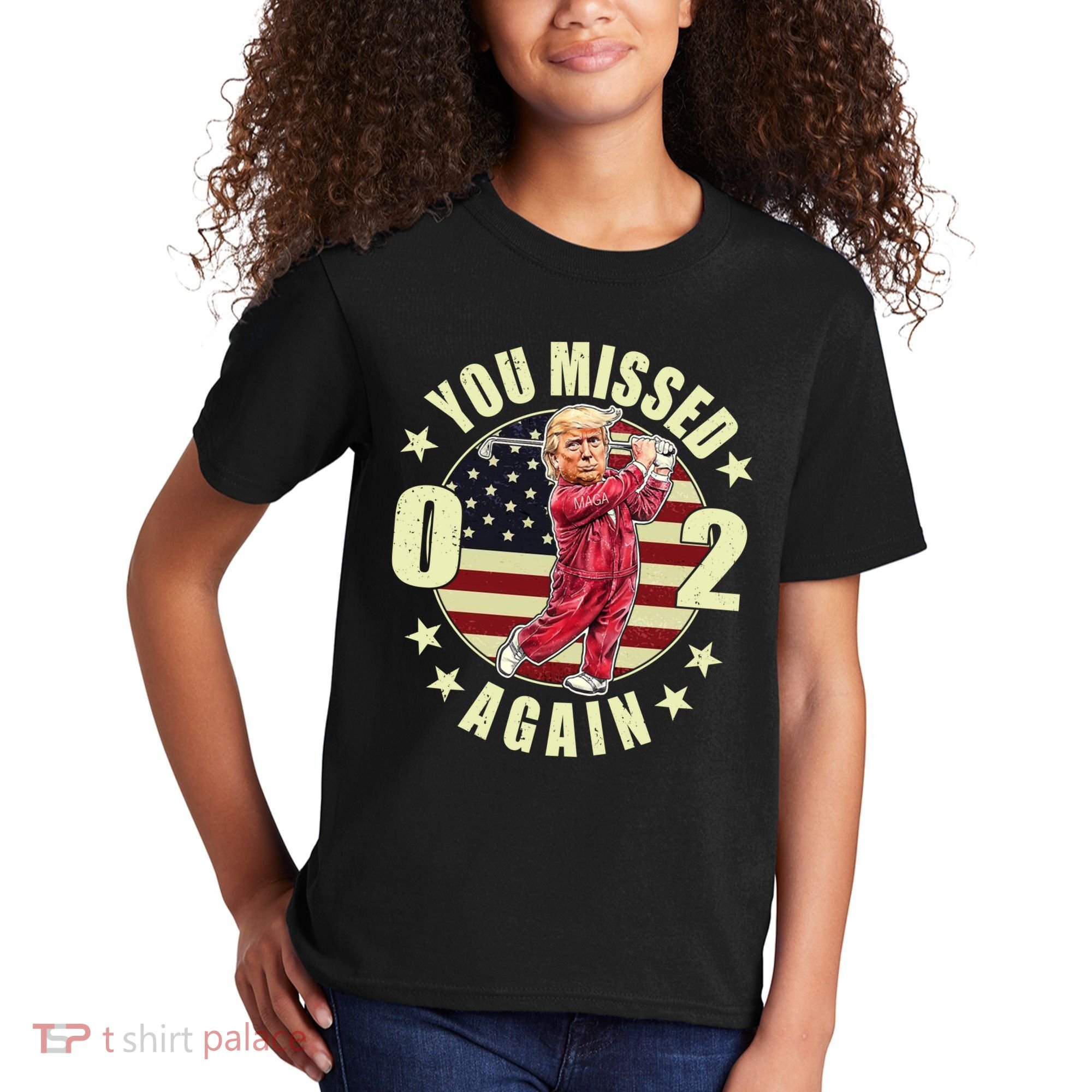 Missed Me Again Donald Trump Golfing Kids T-Shirt
