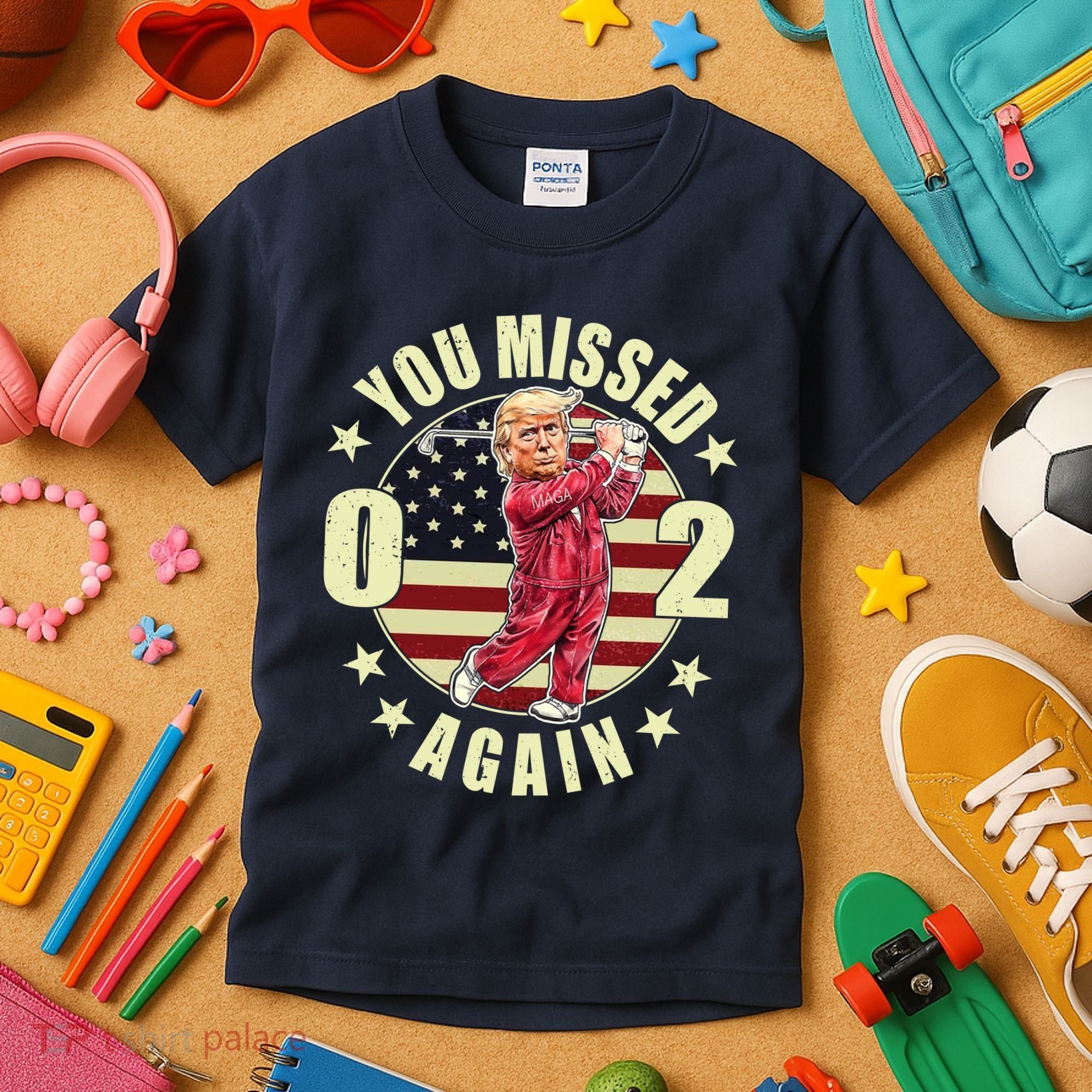 Missed Me Again Donald Trump Golfing Kids T-Shirt