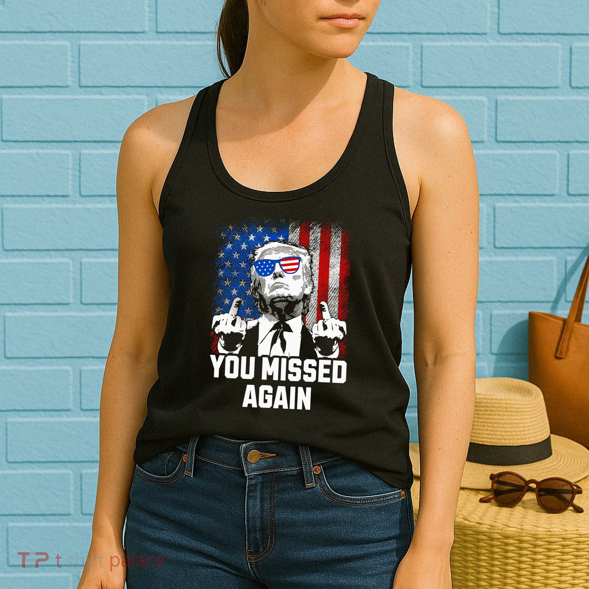 Missed Me Again Trump Golfing Second Assassination Attempt Women's Tank Top