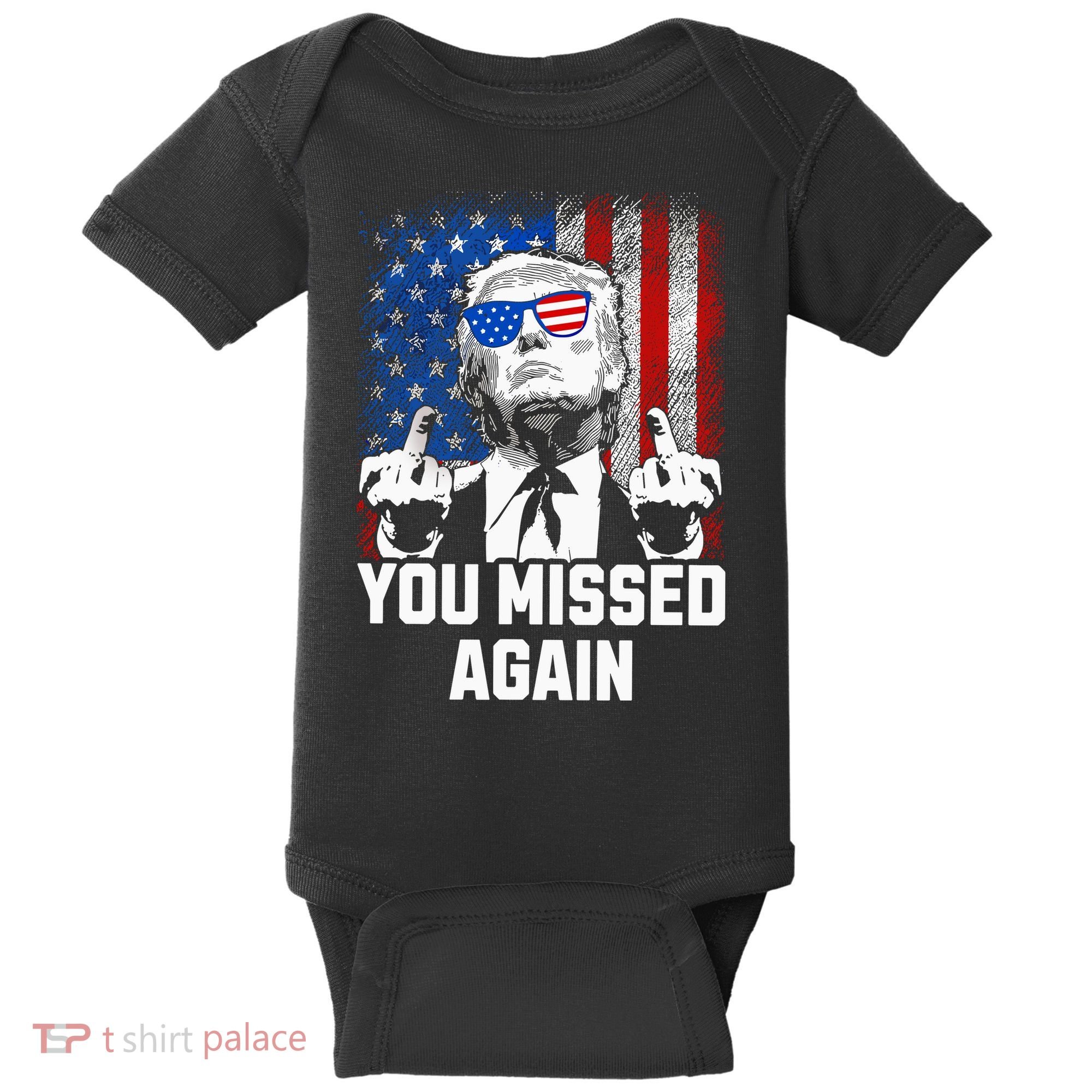 Missed Me Again Trump Golfing Second Assassination Attempt Baby Bodysuit