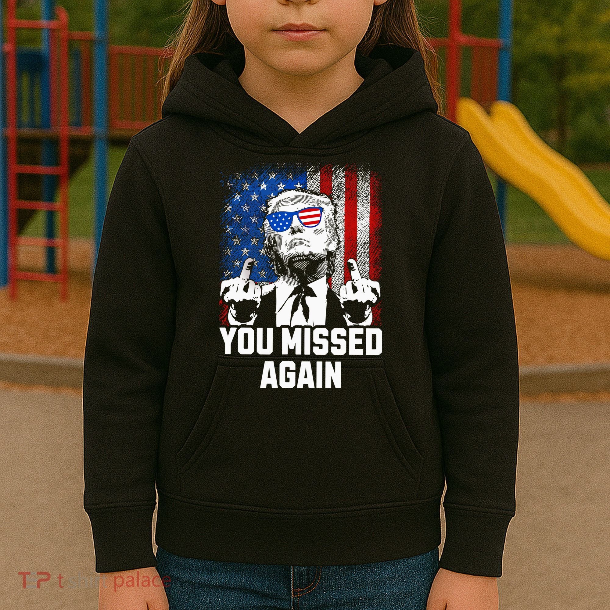 Missed Me Again Trump Golfing Second Assassination Attempt Kids Hoodie