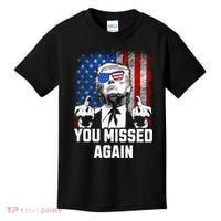 Missed Me Again Trump Golfing Second Assassination Attempt Kids T-Shirt thumb 0