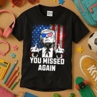 Missed Me Again Trump Golfing Second Assassination Attempt Kids T-Shirt thumb 3