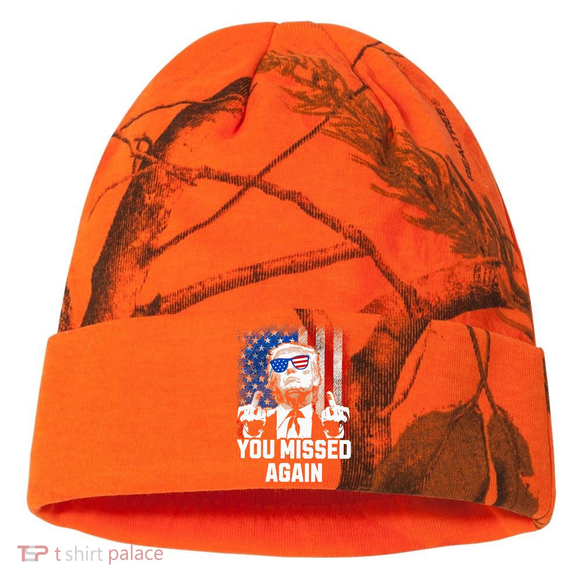 Missed Me Again Trump Golfing Second Assassination Attempt Kati Licensed 12" Camo Cuffed Beanie