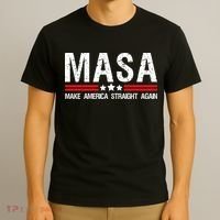 Masa Make America Straight Again Patriotic Usa Flag T-Shirt thumb 3