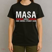 Masa Make America Straight Again Patriotic Usa Flag T-Shirt thumb 4