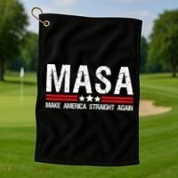 Masa Make America Straight Again Patriotic Usa Flag Golf Towel thumb 1