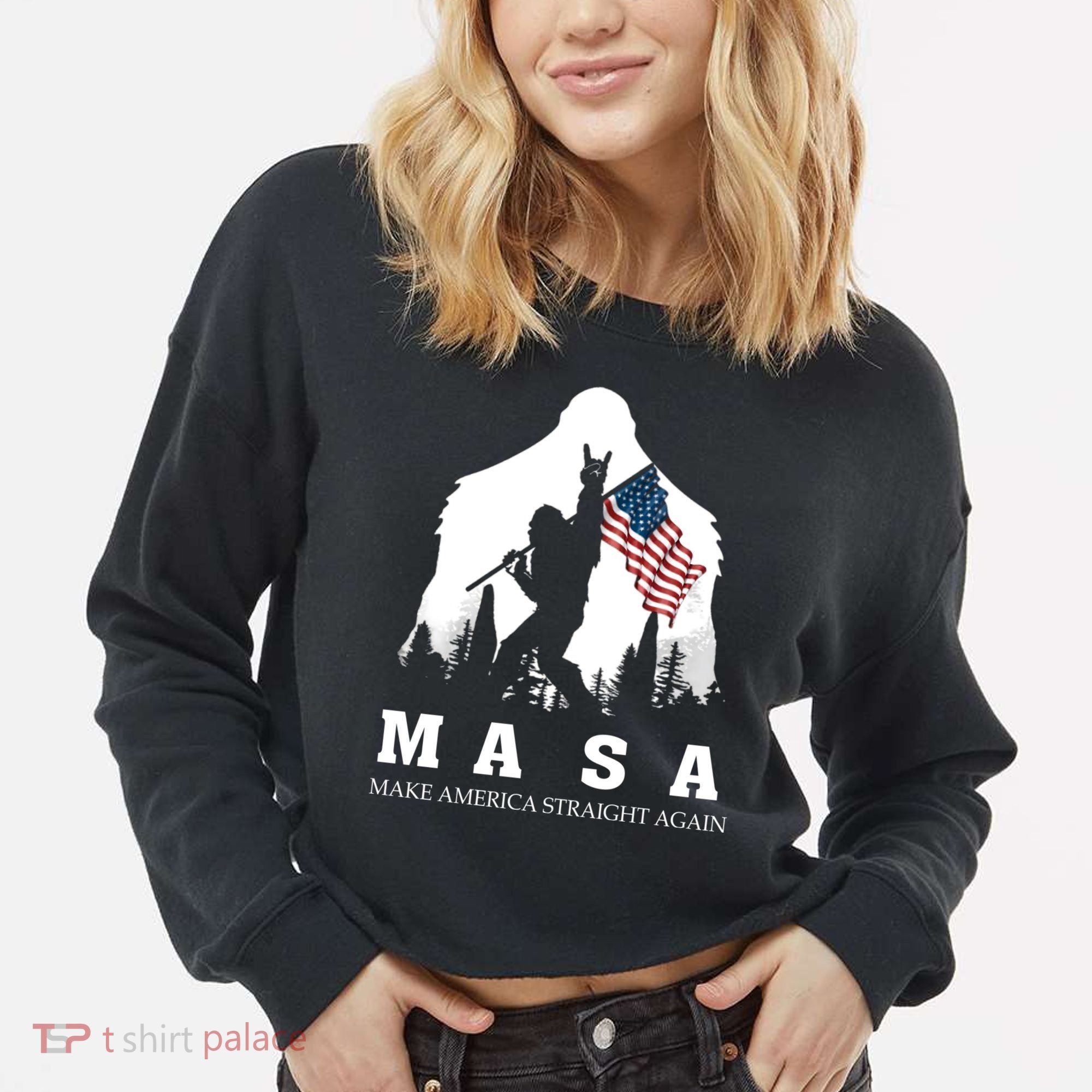 MASA Make America Straight Again Cropped Pullover Crew