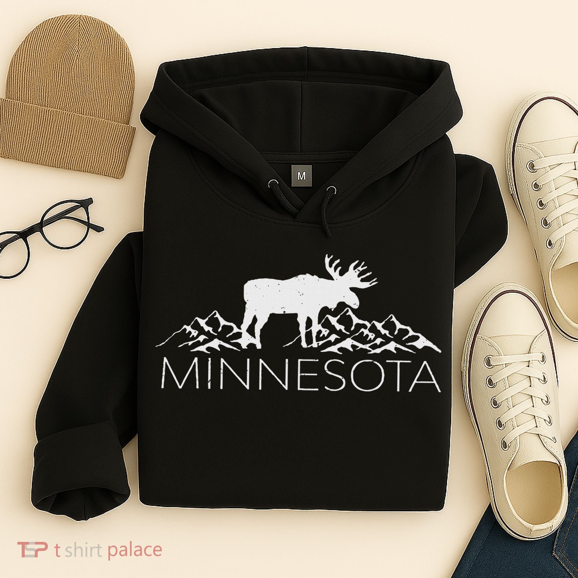 Minnesota Moose And Mountains Souvenir Nature Hoodie