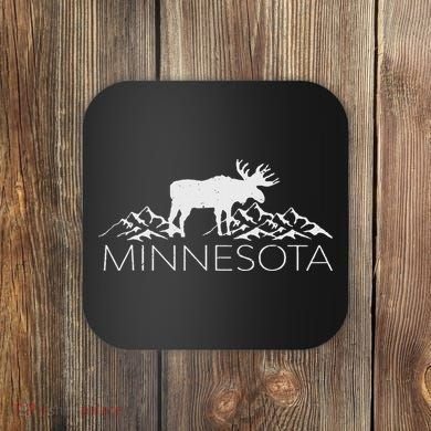 Minnesota Moose And Mountains Souvenir Nature Coaster