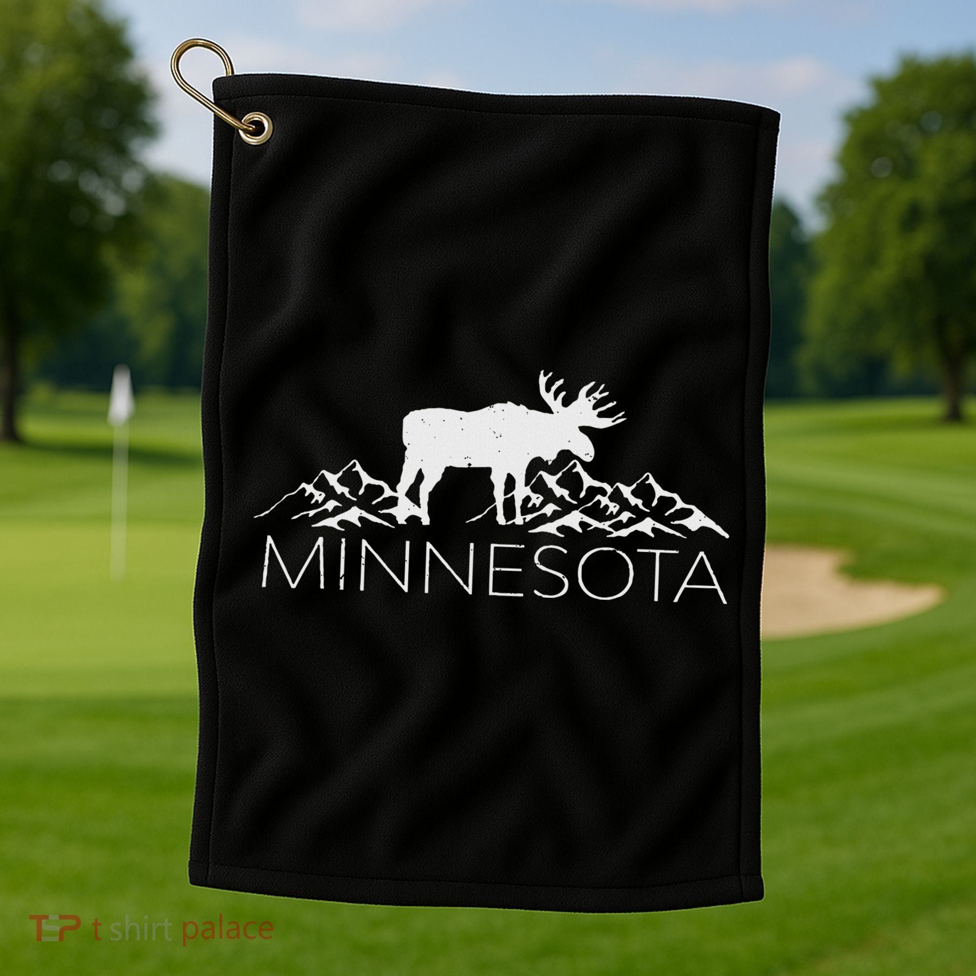 Minnesota Moose And Mountains Souvenir Nature Golf Towel