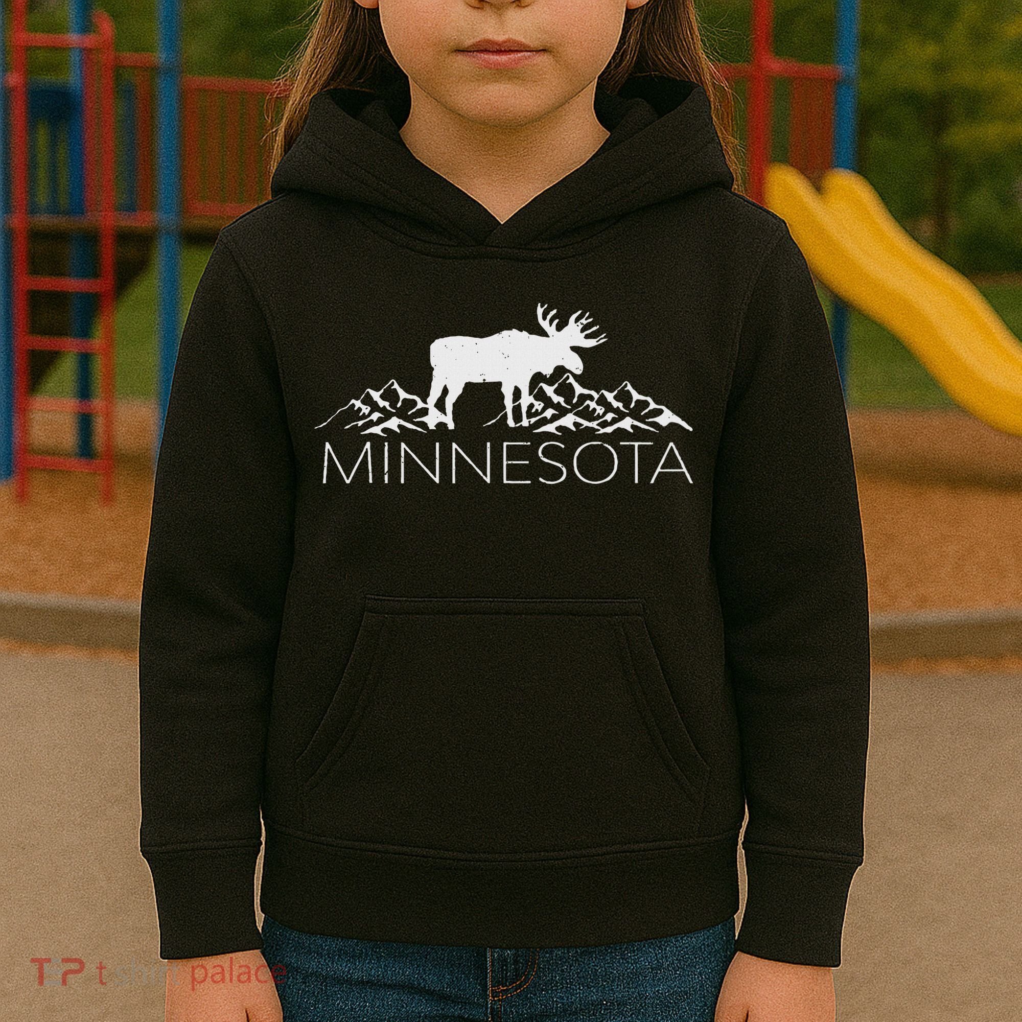 Minnesota Moose And Mountains Souvenir Nature Kids Hoodie