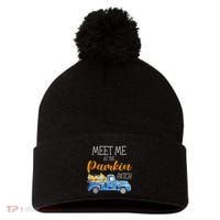 Meet Me At The Pumpkin Patch Cute Halloween Pom Pom 12in Knit Beanie thumb 0