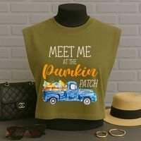 Meet Me At The Pumpkin Patch Cute Halloween Garment-Dyed Women's Muscle Tee thumb 3