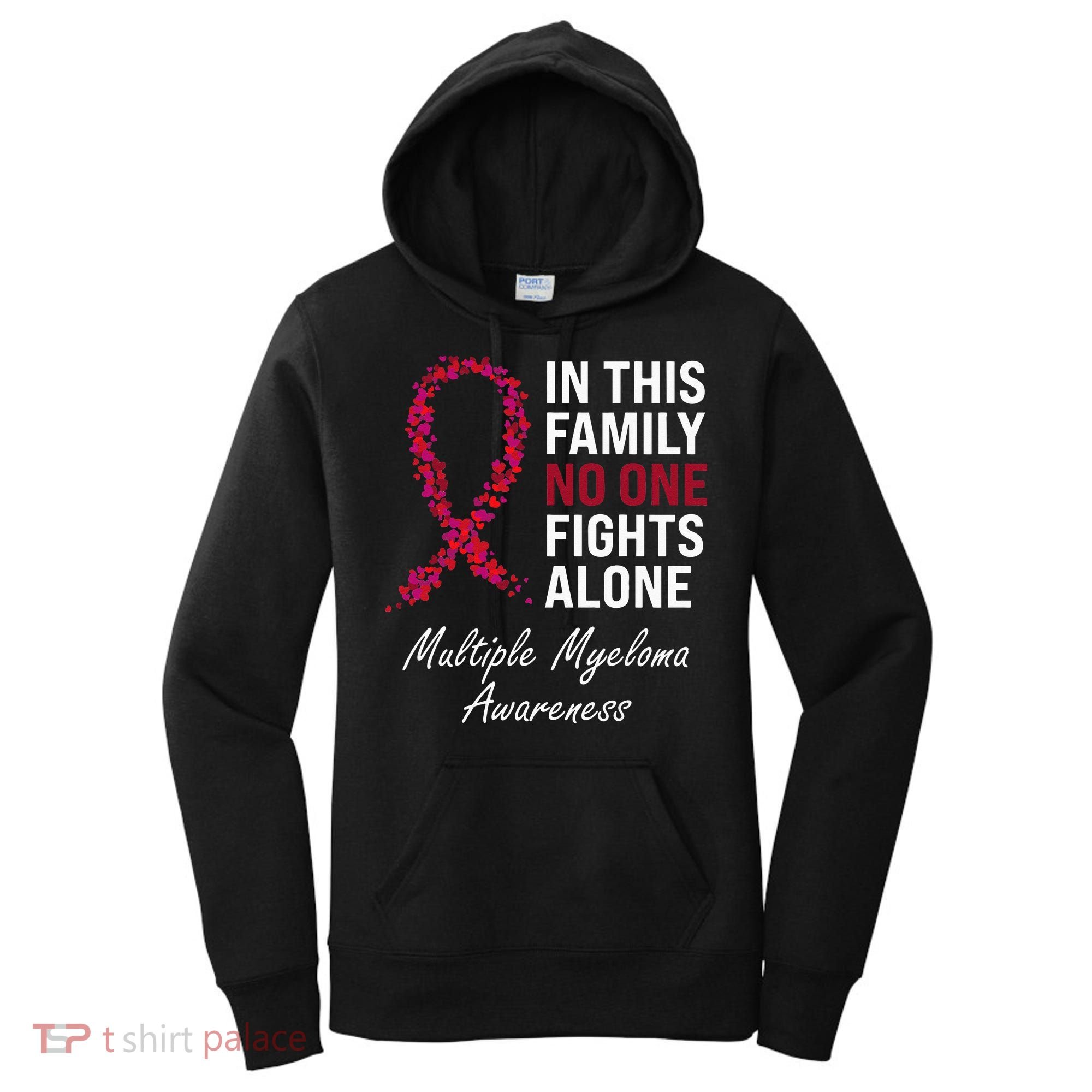Multiple Myeloma Awareness Burgundy Ribbon Family Women's Hoodie