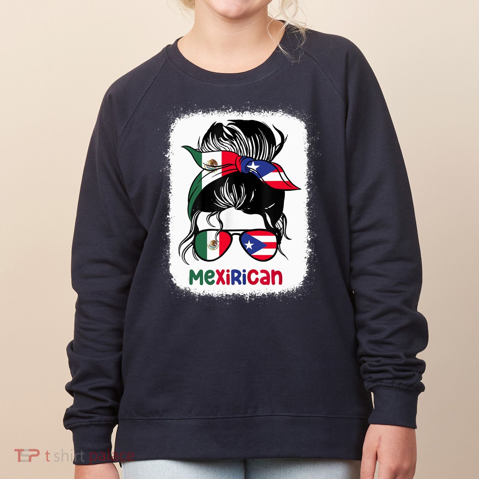 Mexirican Messy Bun Half Puerto Rican And Half Mexican Women's Sweatshirt