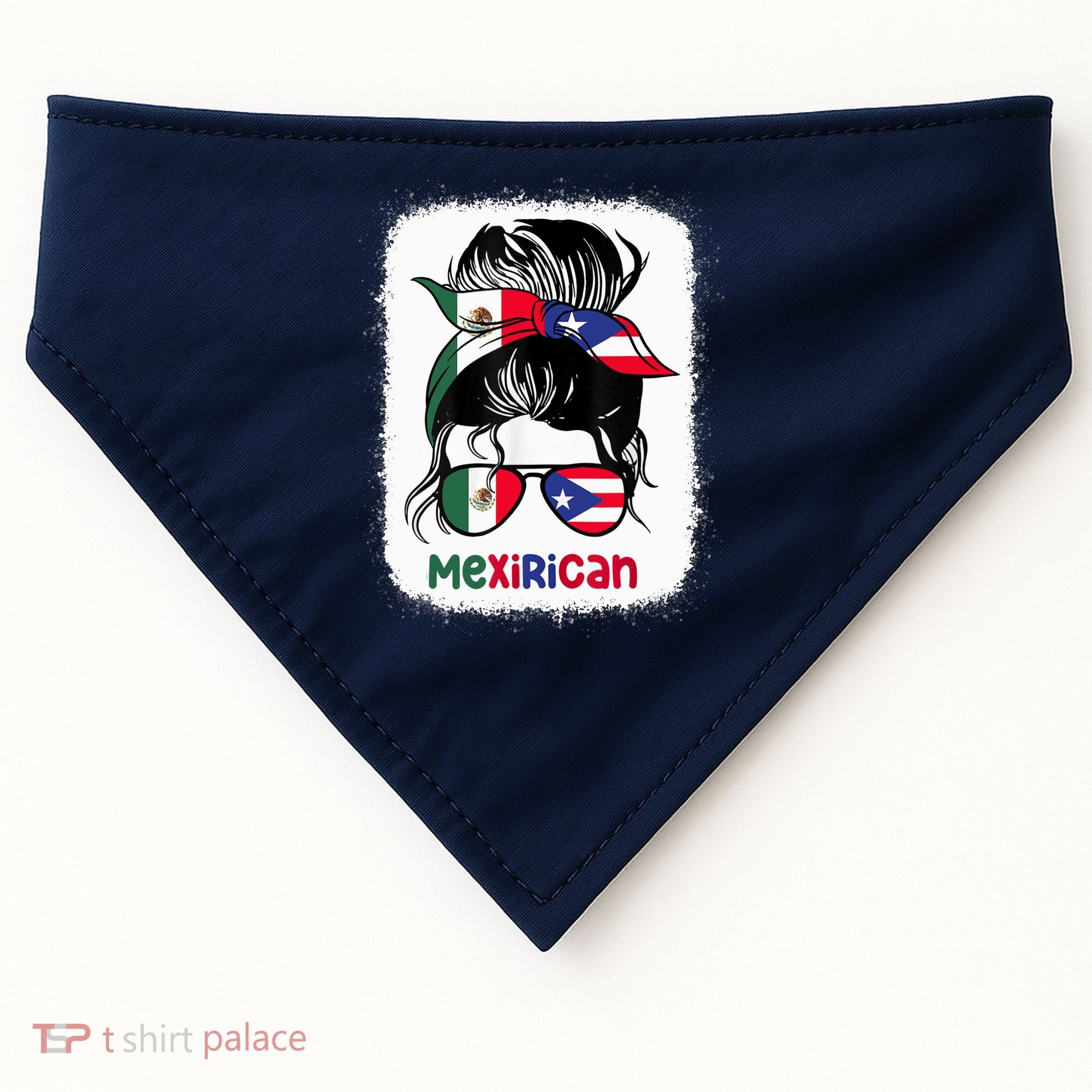 Mexirican Messy Bun Half Puerto Rican And Half Mexican USA-Made Doggie Bandana