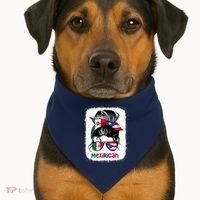 Mexirican Messy Bun Half Puerto Rican And Half Mexican USA-Made Doggie Bandana thumb 1