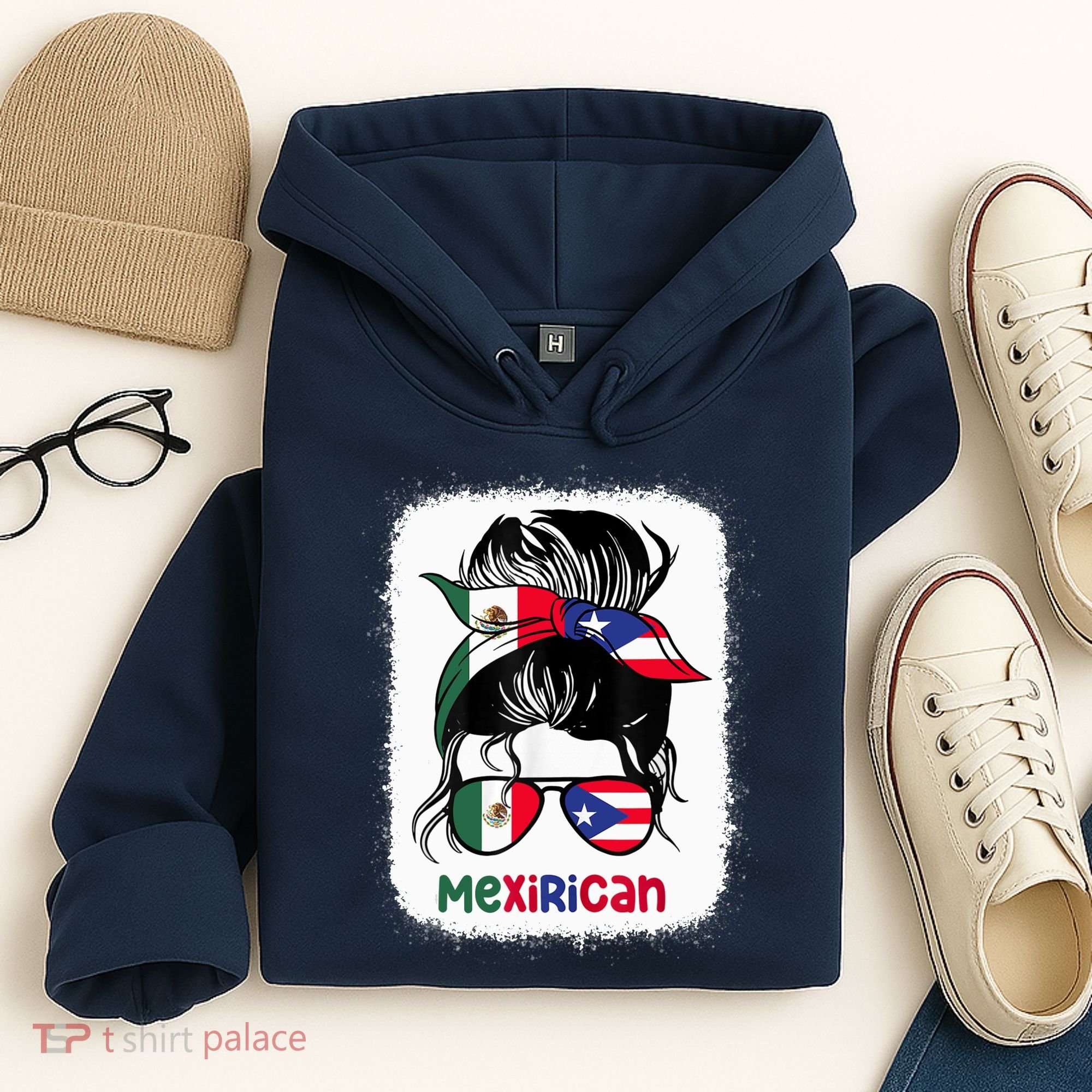 Mexirican Messy Bun Half Puerto Rican And Half Mexican Hoodie