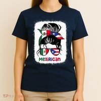 Mexirican Messy Bun Half Puerto Rican And Half Mexican T-Shirt thumb 4