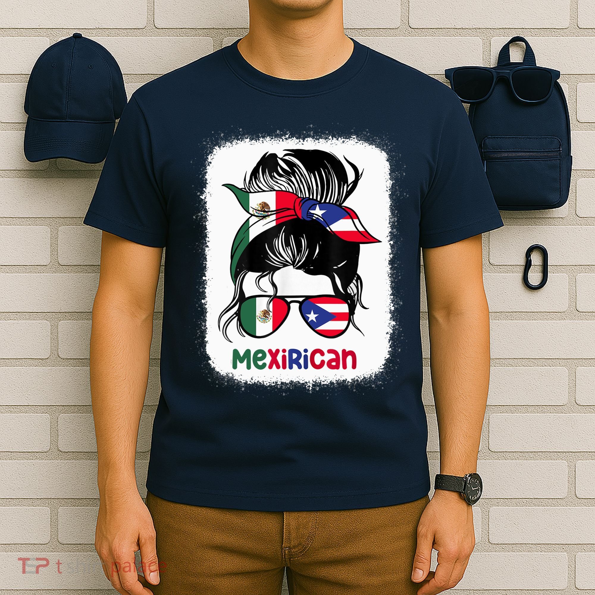 Mexirican Messy Bun Half Puerto Rican And Half Mexican T-Shirt