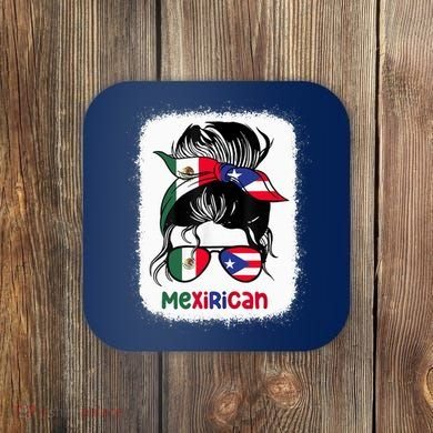 Mexirican Messy Bun Half Puerto Rican And Half Mexican Coaster