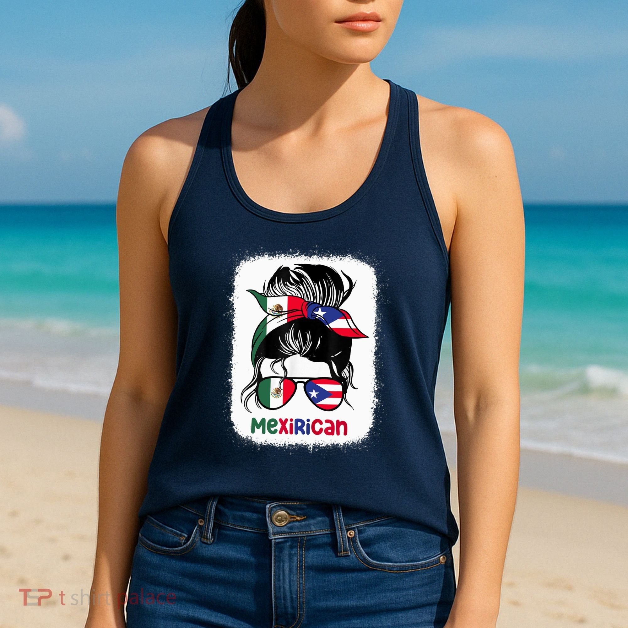 Mexirican Messy Bun Half Puerto Rican And Half Mexican Women's Tank Top