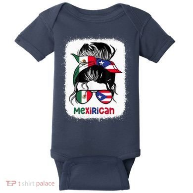 Mexirican Messy Bun Half Puerto Rican And Half Mexican Baby Bodysuit
