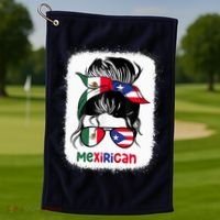 Mexirican Messy Bun Half Puerto Rican And Half Mexican Golf Towel thumb 1