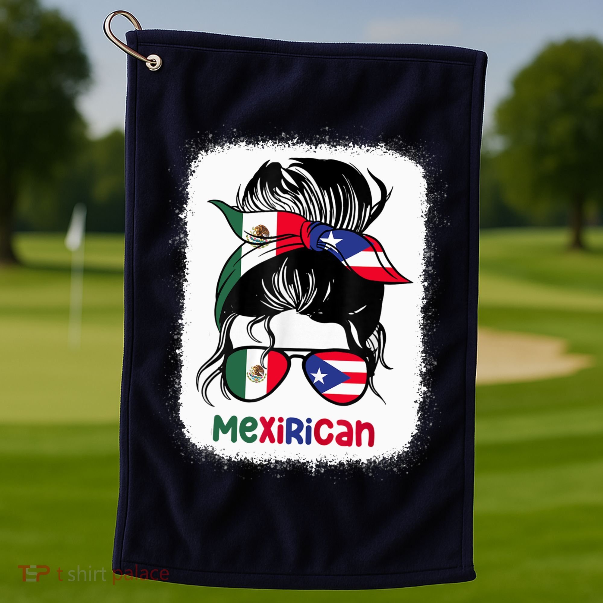 Mexirican Messy Bun Half Puerto Rican And Half Mexican Golf Towel
