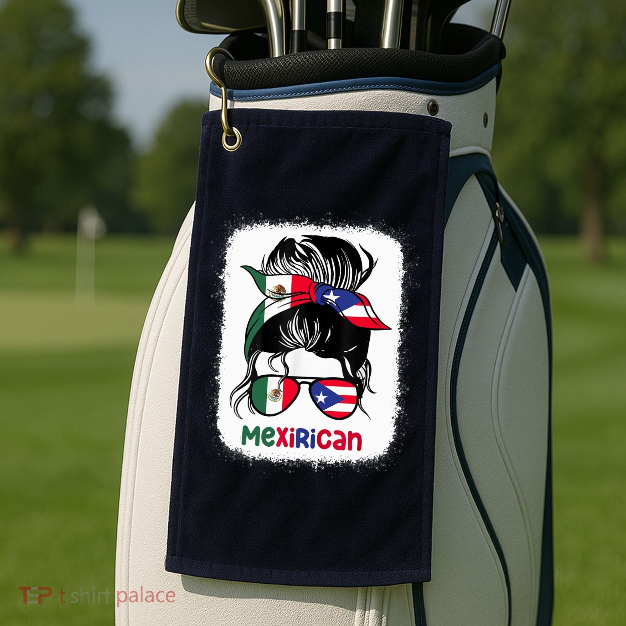 Mexirican Messy Bun Half Puerto Rican And Half Mexican Golf Towel