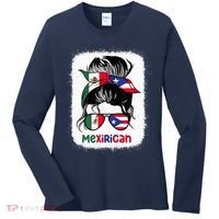 Mexirican Messy Bun Half Puerto Rican And Half Mexican Women's Long Sleeve Shirt thumb 0