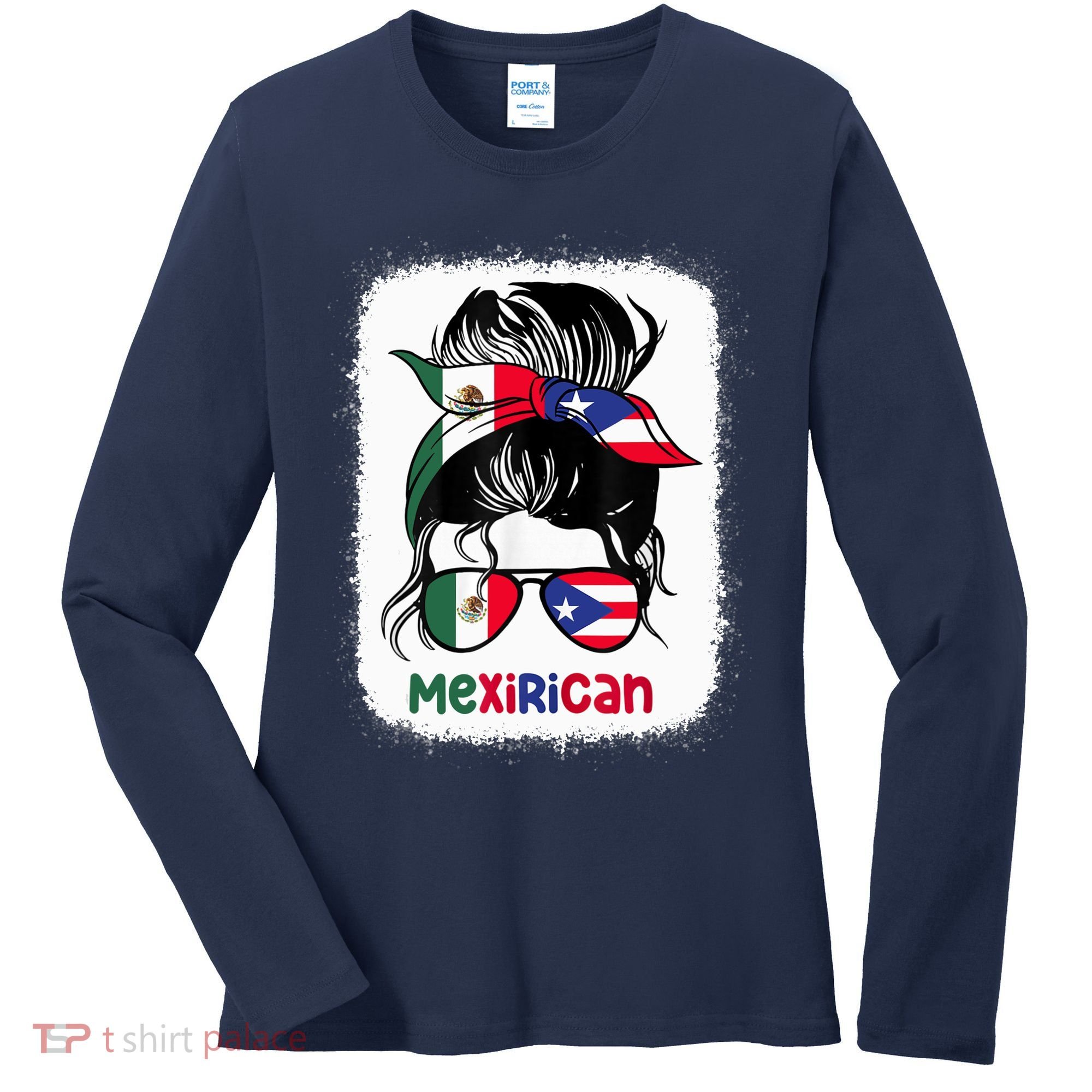 Mexirican Messy Bun Half Puerto Rican And Half Mexican Women's Long Sleeve Shirt