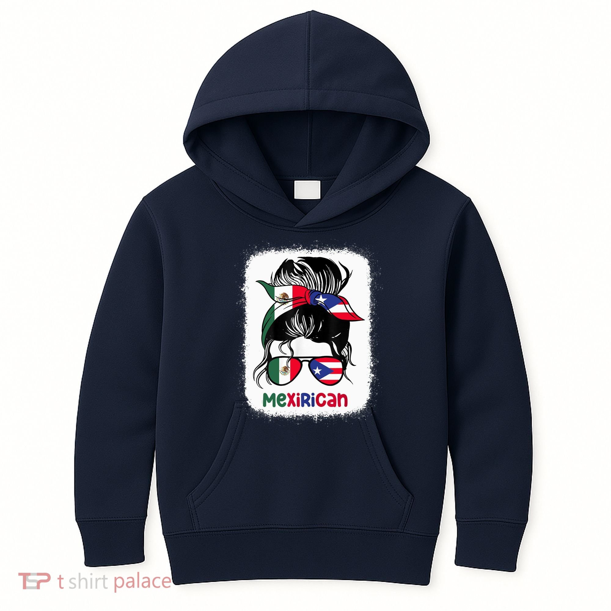 Mexirican Messy Bun Half Puerto Rican And Half Mexican Kids Hoodie