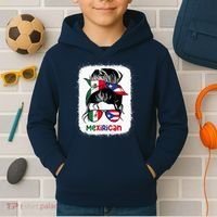 Mexirican Messy Bun Half Puerto Rican And Half Mexican Kids Hoodie thumb 2