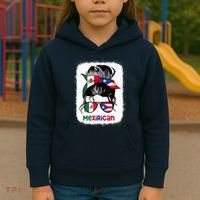 Mexirican Messy Bun Half Puerto Rican And Half Mexican Kids Hoodie thumb 3