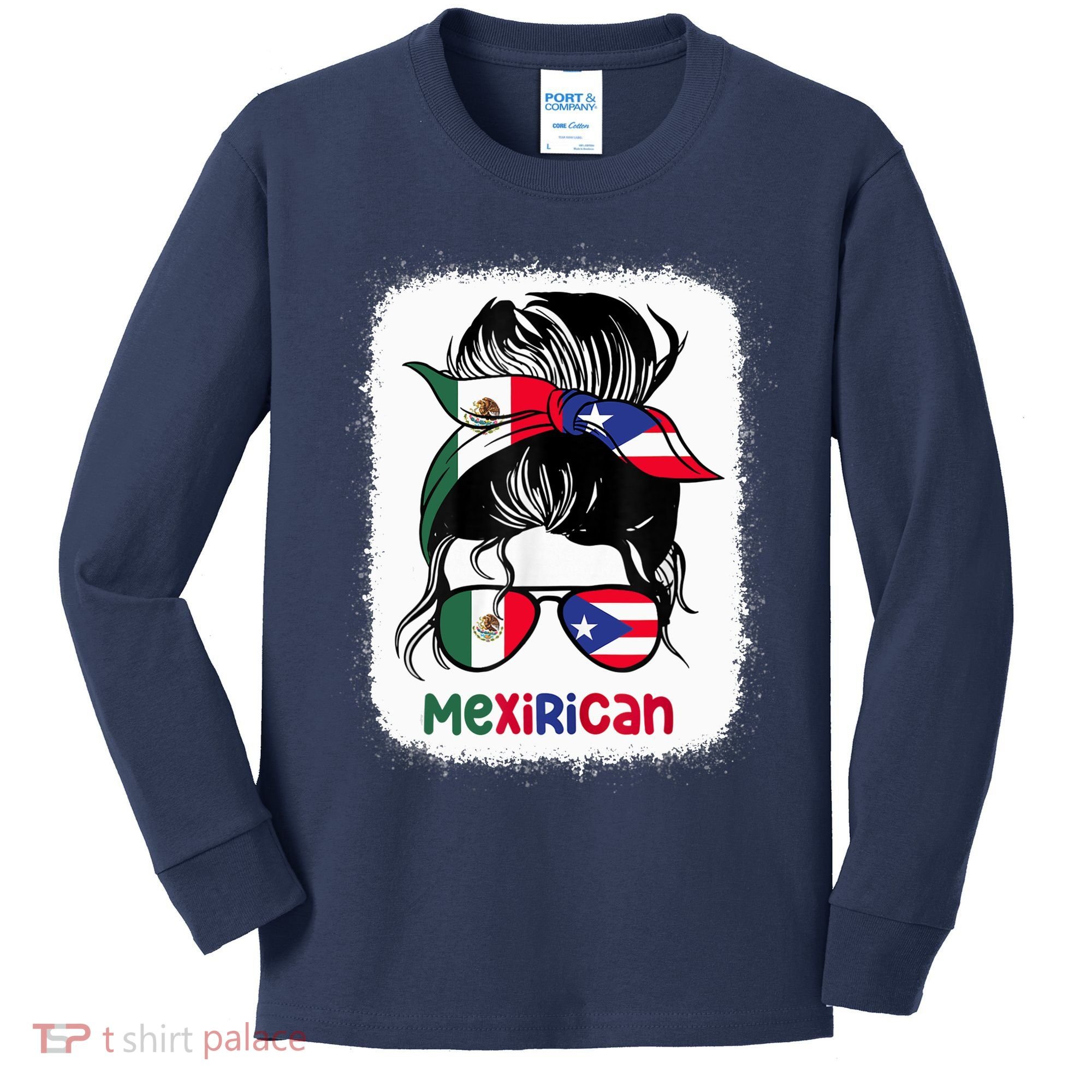 Mexirican Messy Bun Half Puerto Rican And Half Mexican Kids Long Sleeve Shirt