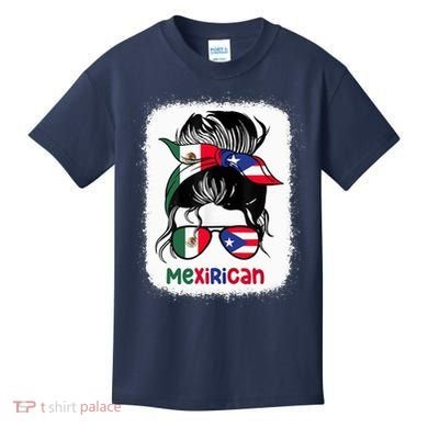 Mexirican Messy Bun Half Puerto Rican And Half Mexican Kids T-Shirt