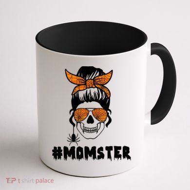 Momster Messy Bun Cute Halloween Coffee Mug back