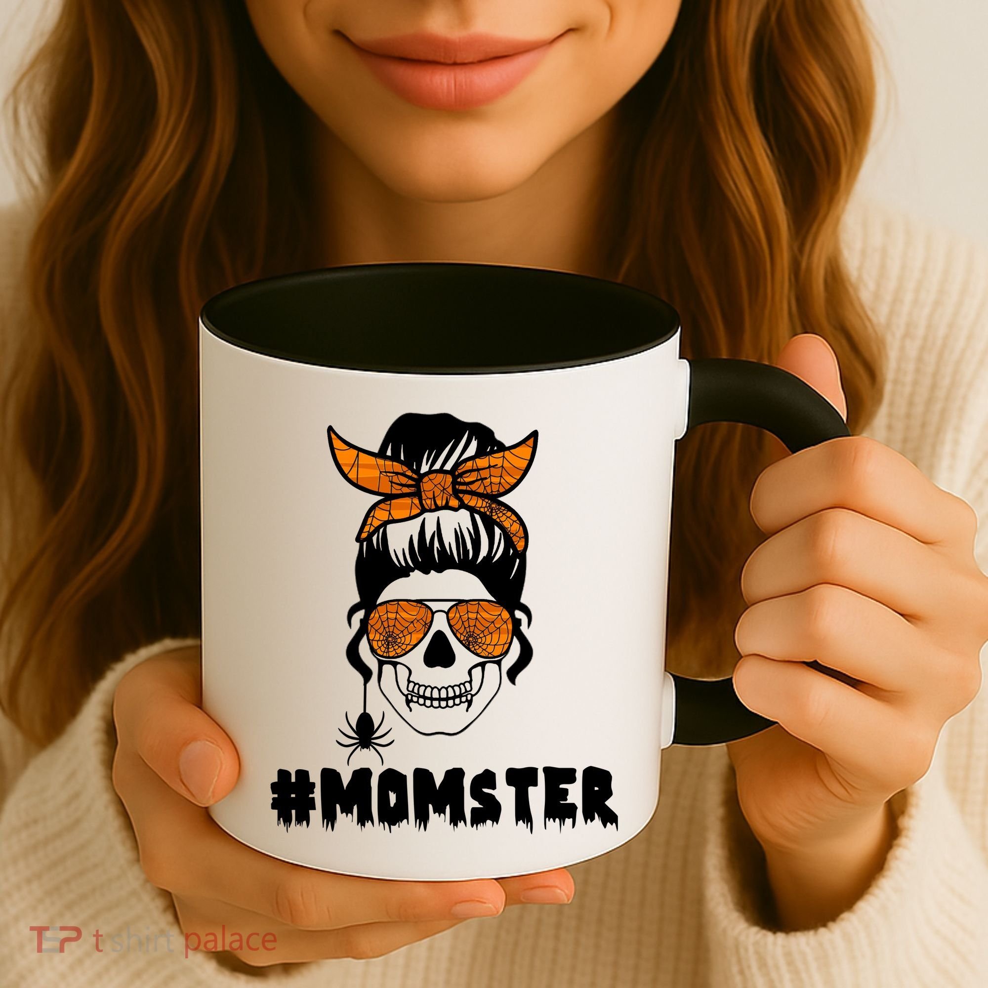 Momster Messy Bun Cute Halloween Coffee Mug