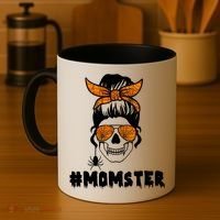 Momster Messy Bun Cute Halloween Coffee Mug thumb 4