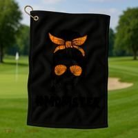 Momster Messy Bun Cute Halloween Golf Towel thumb 1