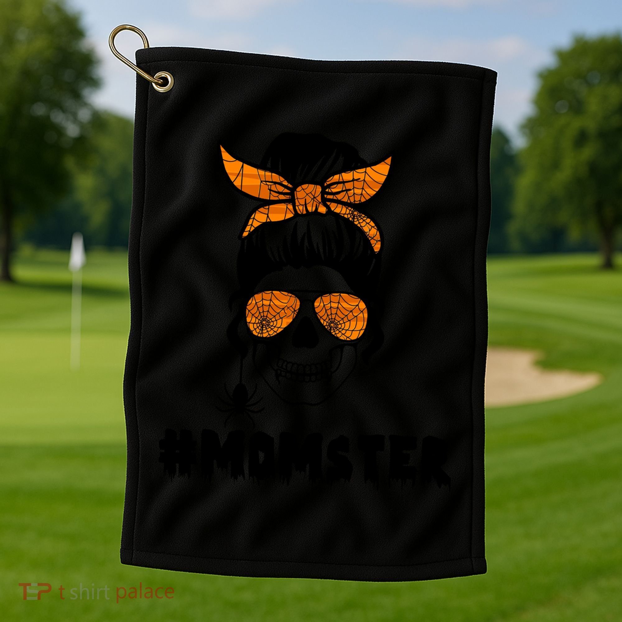 Momster Messy Bun Cute Halloween Golf Towel