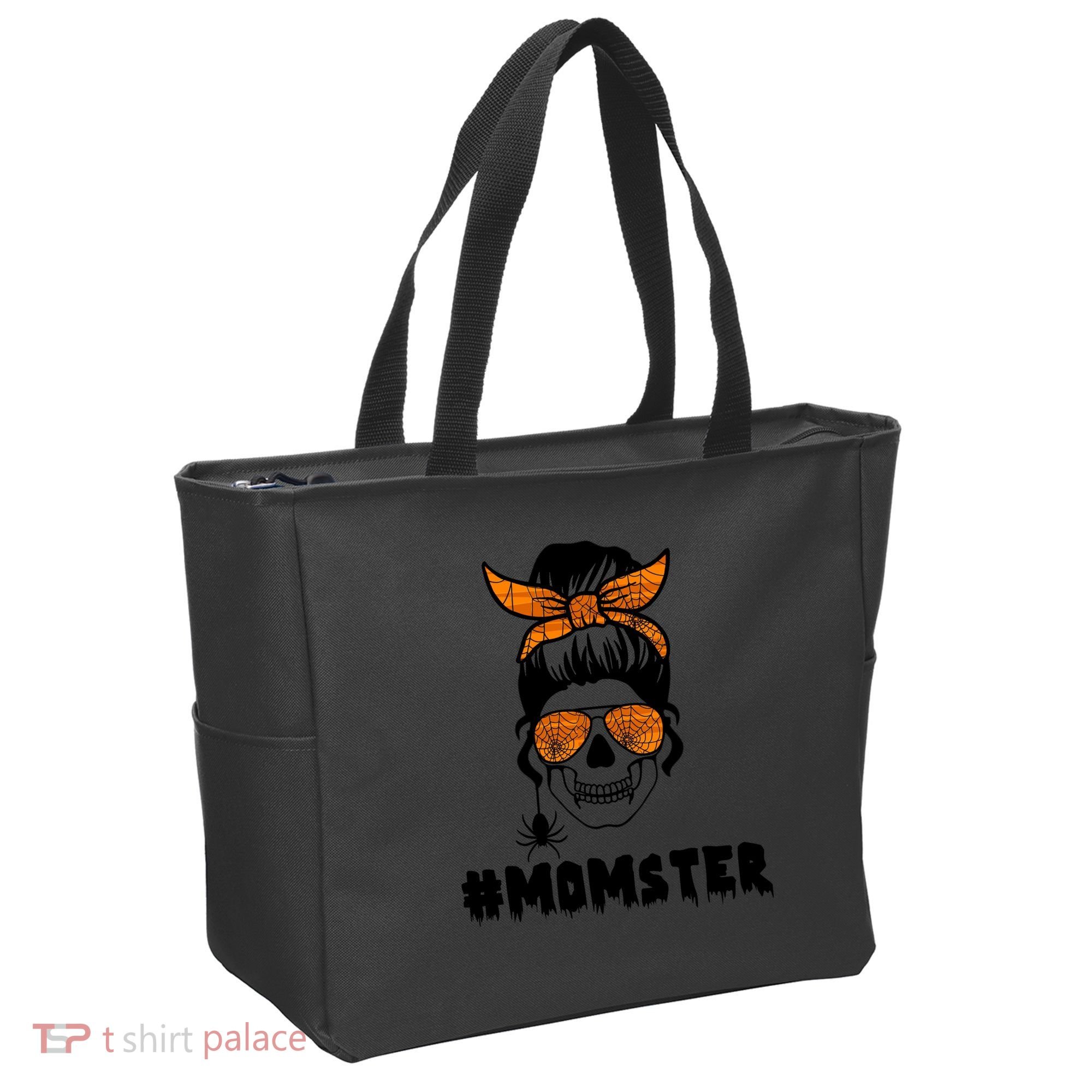 Momster Messy Bun Cute Halloween Tote Bag