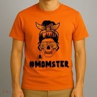 Momster Messy Bun Cute Halloween T-Shirt thumb 3
