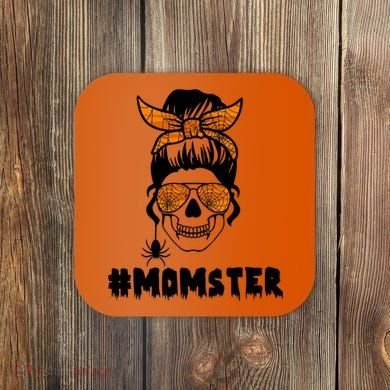 Momster Messy Bun Cute Halloween Coaster
