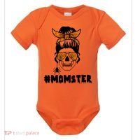 Momster Messy Bun Cute Halloween Baby Bodysuit thumb 0