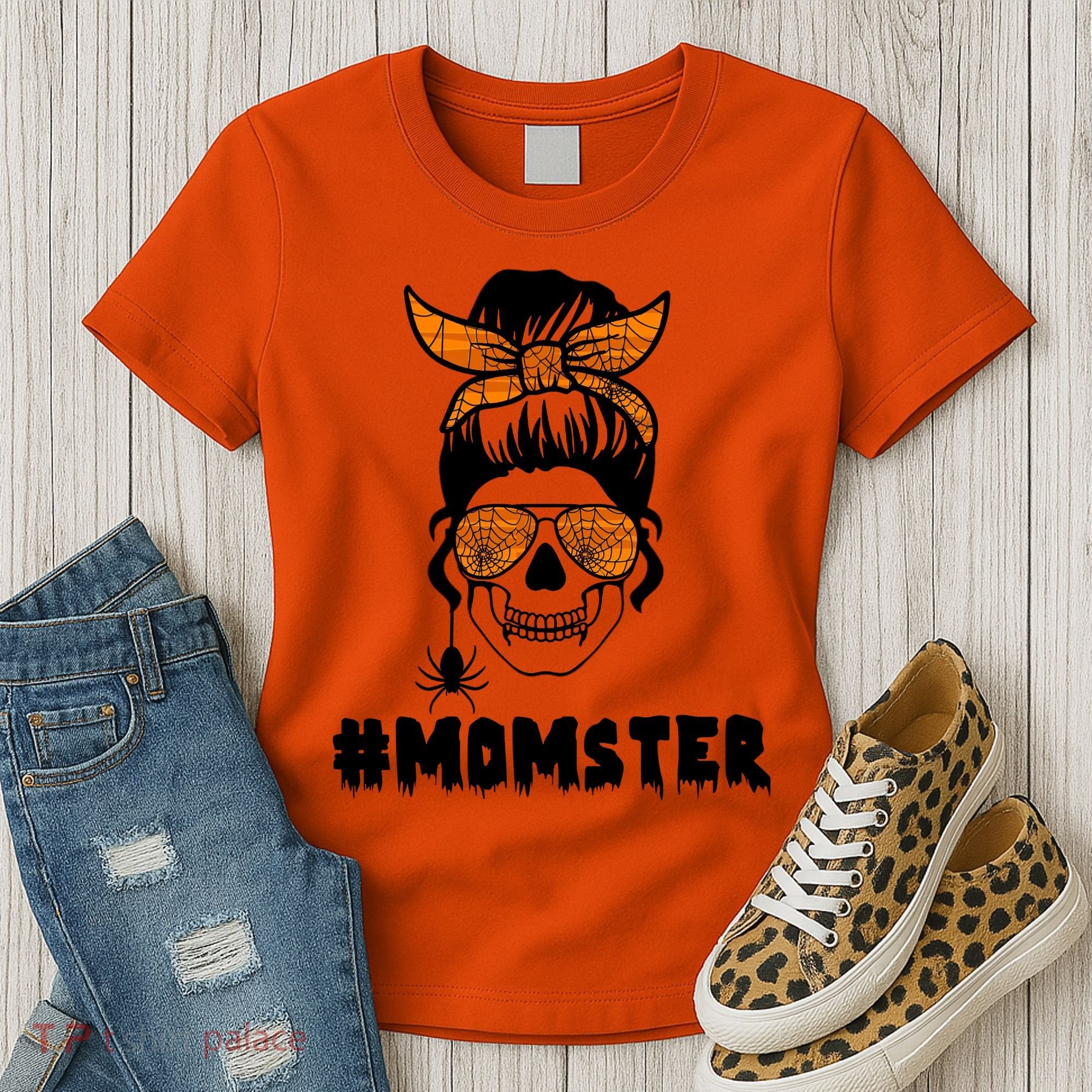 Momster Messy Bun Cute Halloween Women's T-Shirt