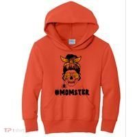 Momster Messy Bun Cute Halloween Kids Hoodie thumb 0